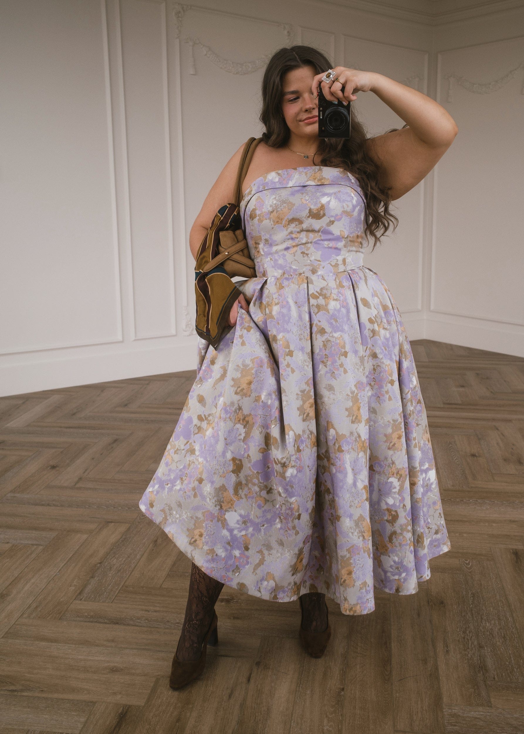 Anastelle Strapless Jacquard Dress