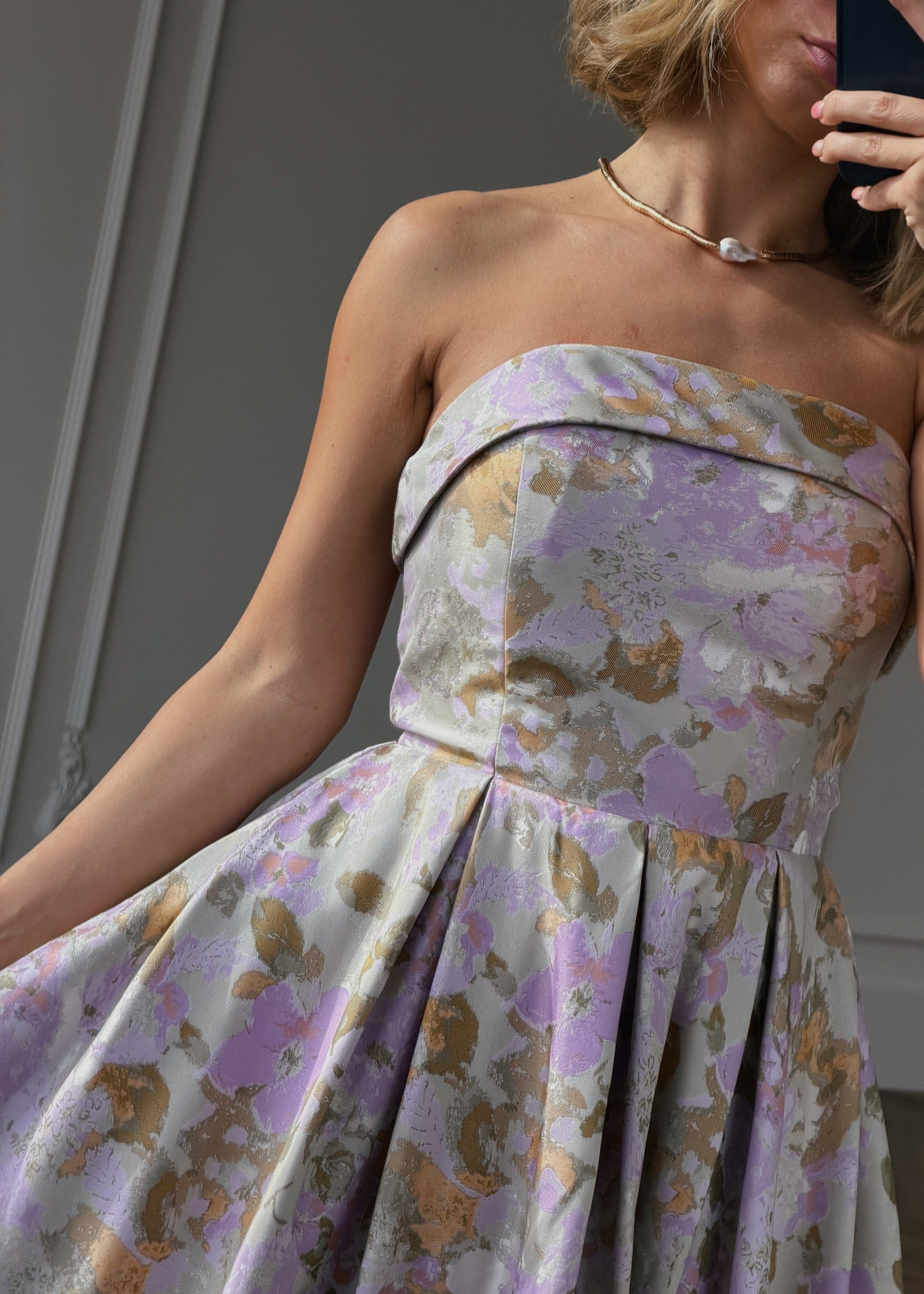 Anastelle Strapless Jacquard Dress