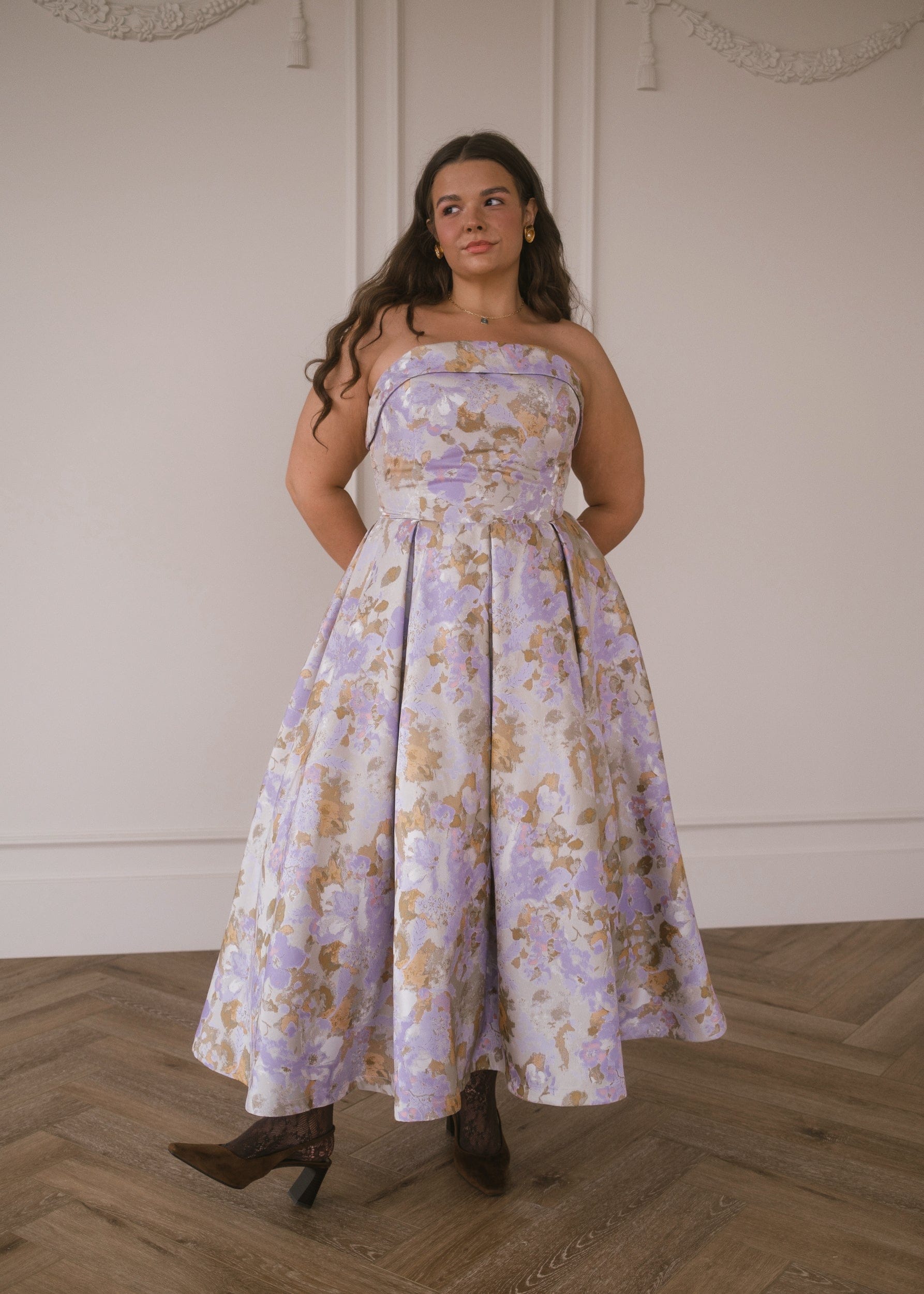 Anastelle Strapless Jacquard Dress