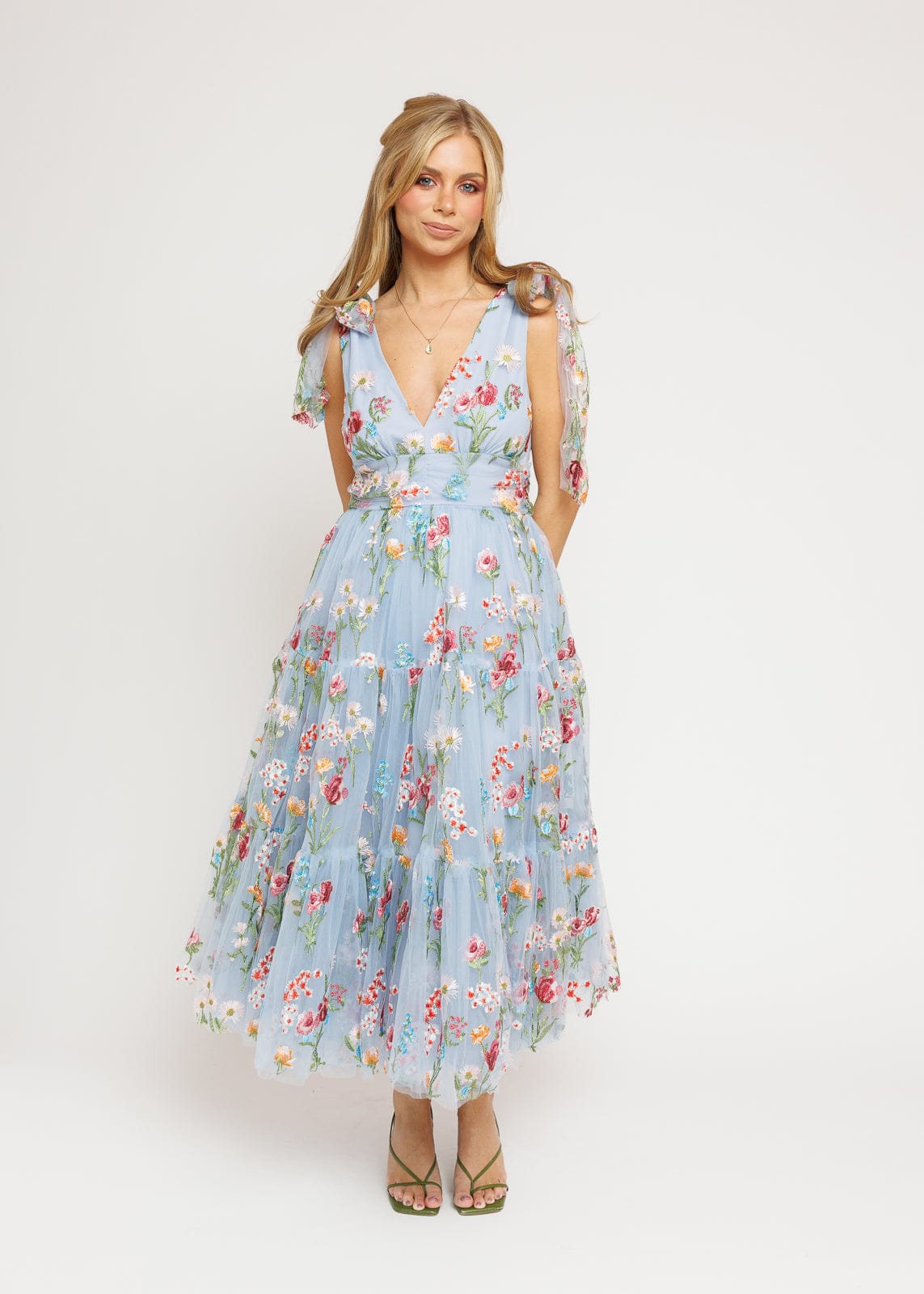 Margaret Floral Midi Dress Blue